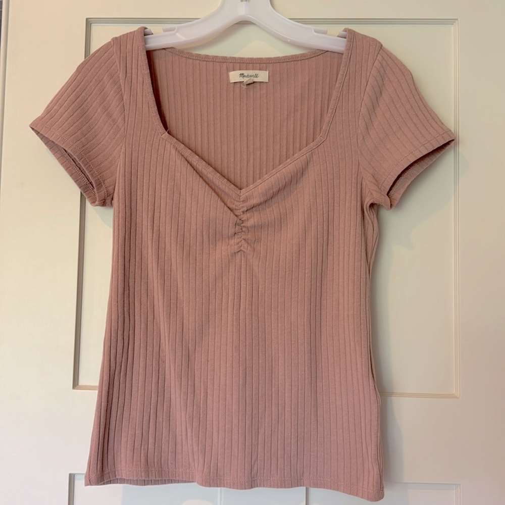 Madewell Dusty Rose Ribbed Tee